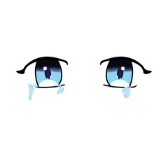 Blue cartoon eyes crying