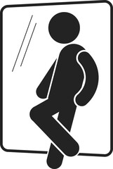 Isolated pictogram man lean on wall or glass door, for safety industrial transportation sign