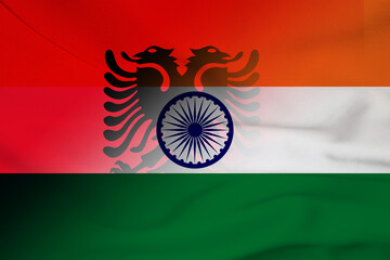 Albania and India state flag transborder relations IND ALB - obrazy, fototapety, plakaty