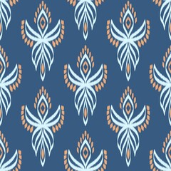 Ikat Flower Pattern Ethnic Geometric native tribal boho motif aztec textile fabric carpet mandalas African