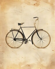 Vintage Bicycle Illustration on Aged Paper Background for Classic Style Design