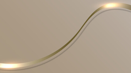 Abstract 3D luxury gold ribbon lines elements with glowing light effect on background.