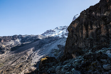 Fototapeta premium Kilimanjaro’s Snowy Peak and Barranco Wall 