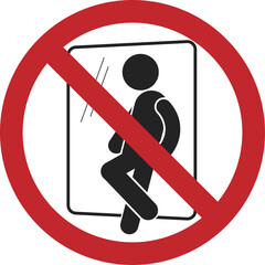 Prohibition pictogram man lean on wall or glass door, for safety industrial transportation sign