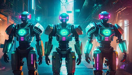 Fototapeta premium robot armors gaming character set, technology concept art, future, made with Generative AI, Adobe Firefly Created by