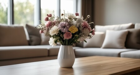  Elegant bouquet of flowers in a modern living room