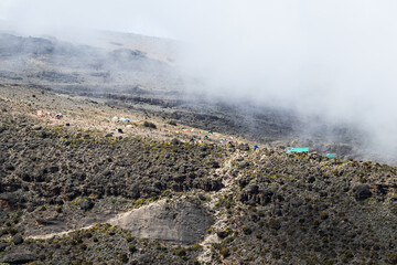 Mystic Mountain Base Camp Amidst the Clouds