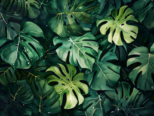 background with monstera leaves	