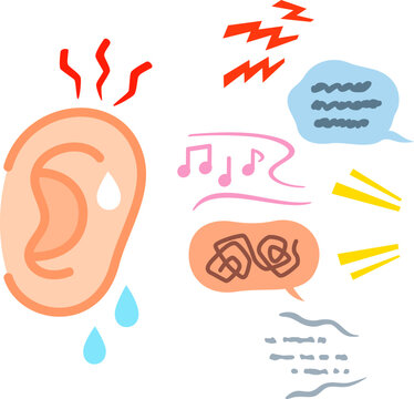 雑音、ノイズに悩まされている耳のイメージ