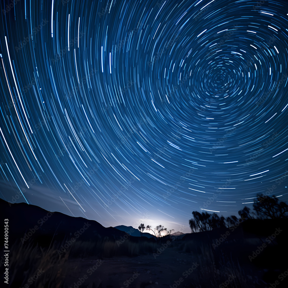 Sticker Time-lapse of stars moving across the night sky. 