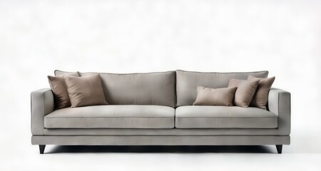  Modern elegance - A sleek gray sofa with plush cushions