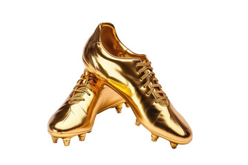 gold soccer shoes isolated on transparent background