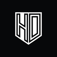 HD Letter Logo monogram shield geometric line inside shield design template
