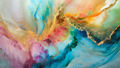 Currents of translucent hues, snaking metallic swirls, and foamy sprays of color shape the landscape of these free-flowing textures. Natural luxury abstract fluid art painting in alcohol ink techniq
