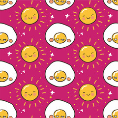 Naklejka premium sunny side up eggs seamless pattern