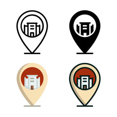 Location icon set style collection in line, solid, flat, flat line style on white background