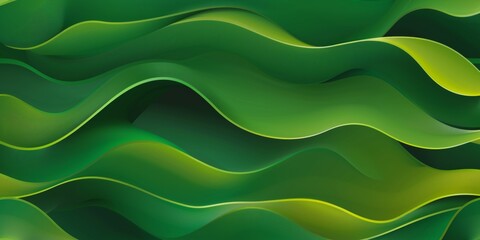 Abstract wavy design with flowing green layers creating a dynamic and organic visual effect