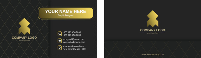 Business card for businesses black and gold color