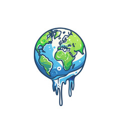 Melting Earth Icon: Flat Graphic Design Depicting Global Warming and Environmental Concern, global warming, environmnet concpt