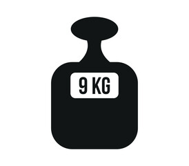 9 kg. Gym weight vector with weight marking in kilos
