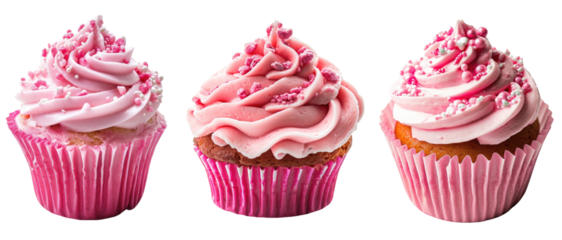 pink cupcake isolated on transparent background