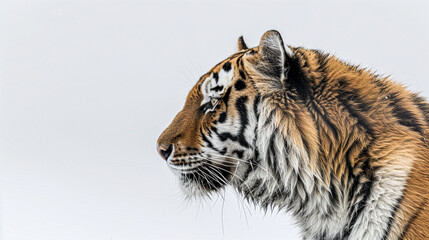 Naklejka premium siberia tiger running through snow-covered wilderness