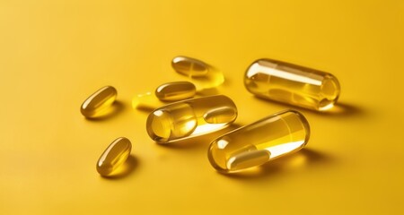  Vibrant yellow capsules on a yellow background
