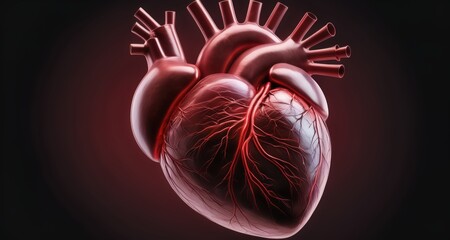  A vivid illustration of a human heart, symbolizing love and life