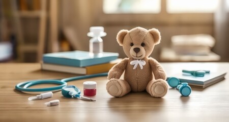  A teddy bear's medical adventure - obrazy, fototapety, plakaty