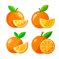 orange icon fresh fruits illustrations
