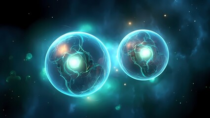 Obraz premium A sphere of energy under a collection of particles