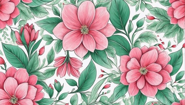 Seamless rose and flower decoration for wall or background decoration.