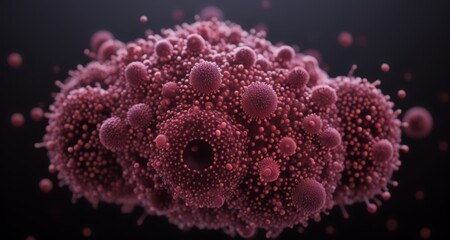 Fototapeta premium Vibrant pink coral-like structure, close-up, with intricate details and a dark background