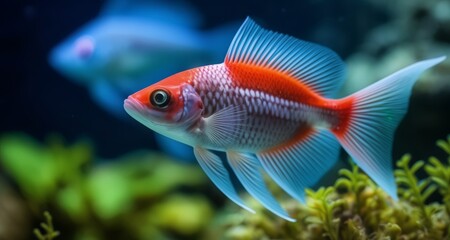  Vividly colored fish swimming in an underwater world - obrazy, fototapety, plakaty