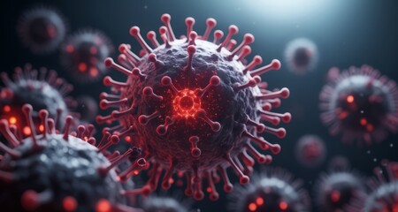 Obraz premium Viral Infection - A Close-Up Look at the Science of Pandemics