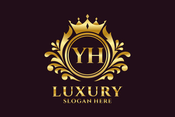 Initial YH Letter Royal Luxury Logo template in vector art for luxurious branding projects and other vector illustration.