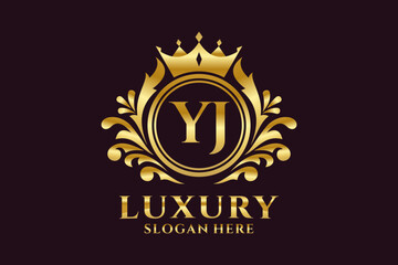 Initial YJ Letter Royal Luxury Logo template in vector art for luxurious branding projects and other vector illustration.