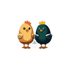 Vector Illustration of Cute Angry Baby Chicks Characters: Adorable Cartoon Designs with Expressive Emotions