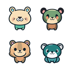 Vector Illustration of Cute Baby Animal Characters: Adorable Wildlife Cartoon Designs, Cover, Graphic, Design, Trendy, Popular, Best-selling, Book