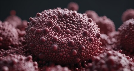 Fototapeta premium Close-up of a cluster of red spherical objects, possibly a type of fruit or a decorative arrangement