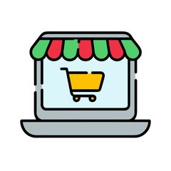 Shopping basket vector icon. Shopping cart line and flat icon. online shopping concept