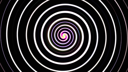 Psychedelic background hypnotic white spiral black