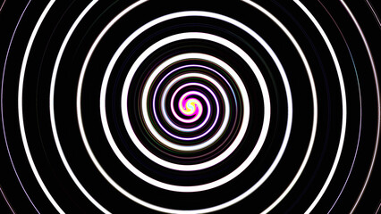 Naklejka premium Psychedelic background hypnotic white spiral black