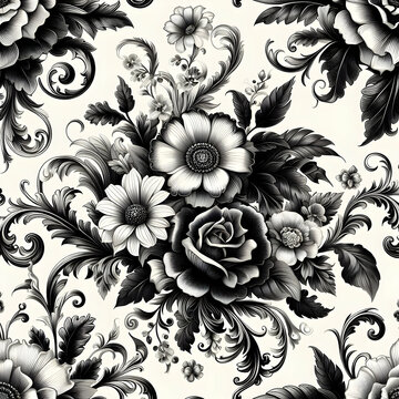 seamless floral pattern. vector, wallpaper, vintage, design, illustration, leaf, ornament, decoration, Ai generated 
