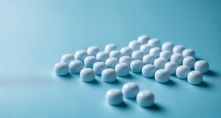  A collection of white spheres on a blue background