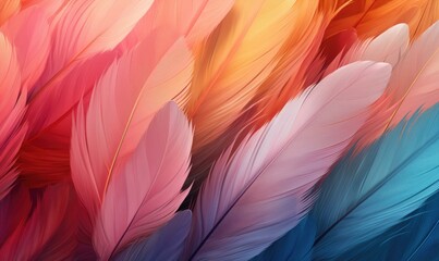 Colorful feathers wallpaper  wallpaper. Generative AI.