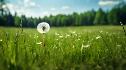  A lone dandelion in a field of grass. © Muhammad