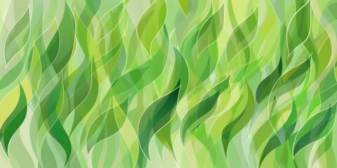 Fototapeta na wymiar Seamless leaf pattern with a gradient of greens, symbolizing growth and vitality in a fluid design.