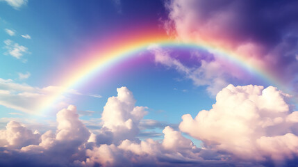 Fototapeta na wymiar A rainbow stretching across the sky after a storm.