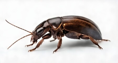 Detailed close-up of a beetle on a white background